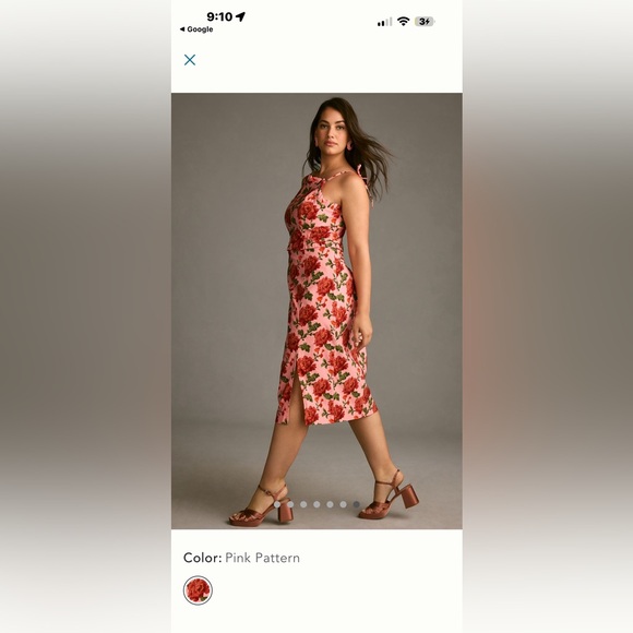 Anthropologie Rosette Pink and red ruffled peplum halter dress - Picture 5 of 9